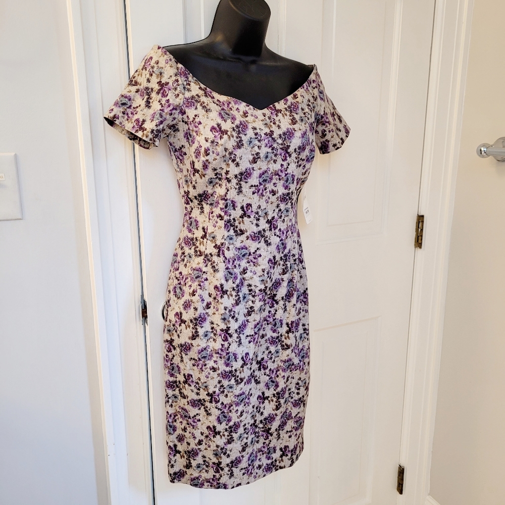 NEW Zara cotton purple floral dress small